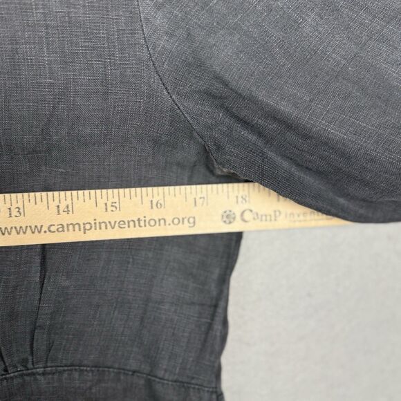 Goddess Gear Black Top Organic Linen Lagenlook Hippie Button Up Shirt Size S - Picture 5 of 7